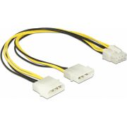 Delock 85453 Stroomkabel 2 x 4-pins Molex mannetje > 8-pins EPS mannetje 30cm