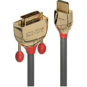 Lindy 36198 HDMI DVI-D Grijs kabeladapter/verloopstukje
