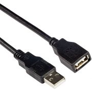ACT USB 2.0 A male - USB A female zwart  3,00 m