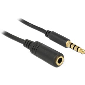 Delock 84667 Stereo Jack Verlengkabel 3,5 mm 4-pins male naar female 2 m zwart