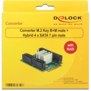 Delock-62850-Converter-M-2-Key-B-M-male-Hybride-4-x-SATA-7-pins-male-met-RAID