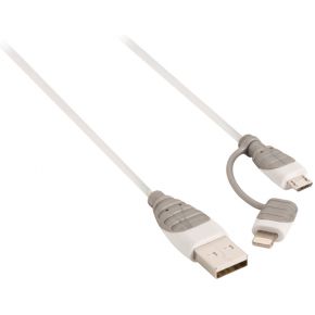 Bandridge 2 In 1 Data En Oplaadkabel Usb Micro B Male Lightningadapter A 100 M Wit bandridge kopen in de aanbieding