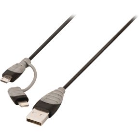 Bandridge 2 In 1 Data En Oplaadkabel Usb Micro B Male Lightningadapter A 100 M Zwart bandridge kopen in de aanbieding