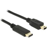 DeLOCK 2m, USB2.0-C/USB2.0 Mini-B 2m Mini-USB B USB C Zwart USB-kabel