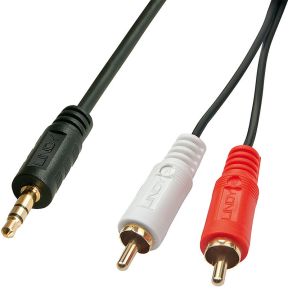 Lindy 35682 3m 2 x RCA 3.5mm Zwart audio kabel