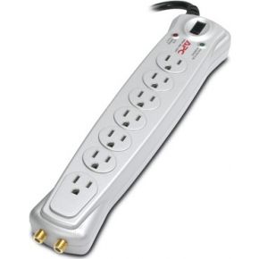 Apc Essential Av Surge Protector 7Ac Outlets 120V 183M Zilver Overspanningsbeveiliging apc kopen in de aanbieding