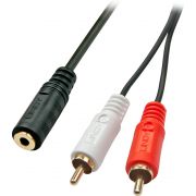 Lindy 35677 0.25m 2 x RCA 3.5mm Zwart, Rood, Wit audio kabel