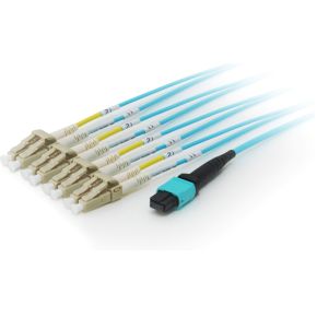 Equip MTP/LC 50/125Î¼m 10m 10m MTP 4x LC Cyaan Glasvezel kabel