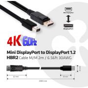 CLUB3D-Mini-DisplayPort-to-DisplayPort-1-2-M-M-2m-6-56ft-4K60Hz