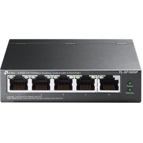 TP-LINK TL-SF1005P Unmanaged Fast Ethernet (10/100) Power over Ethernet (PoE) Zwart netwerk- netwerk switch