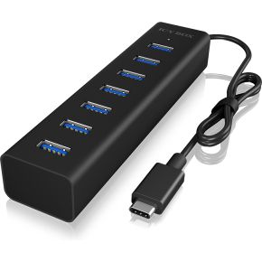 ICY BOX IB-HUB1700-C3 USB 3.0 (3.1 Gen 1) Type-C 5000Mbit/s Zwart hub & concentrator