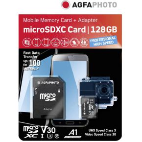 Agfaphoto Microsdxc Uhs I 128Gb Prof High Speed U3 Adapter agfaphoto kopen in de aanbieding
