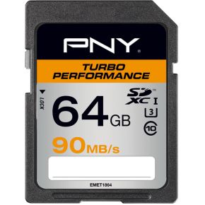 Pny Sdxc 64Gb Turbo Performance Uhs I Klasse 10 Flashgeheugen pny kopen in de aanbieding