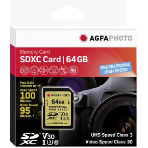 AgfaPhoto SDXC UHS I U3 V30 64GB Professional High Speed