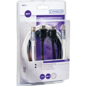 Schwaiger Hdset11 531 15M Type F F Hdmi Zwart Wit Coax Kabel schwaiger kopen in de aanbieding