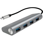 LogiLink UA0309 USB 3.0 hub (3.1 Gen 1) Type-C 5000Mbit/s Grijs 4 poorten