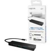 LogiLink-UA0311-USB-3-0-3-1-Gen-1-Type-C-5000Mbit-s-Zwart-hub-3x-USB-A-1x-C