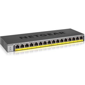 Netgear GS116PP Unmanaged Gigabit Ethernet (10/100/1000) Power over Ethernet (PoE) Zwart netwerk switch
