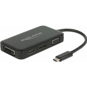 Delock 63929 Adapter USB Type-C male > VGA / HDMI / DVI / DisplayPort female zwart