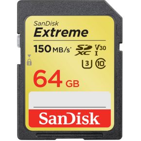 Sandisk Exrteme 64 GB flashgeheugen SDXC Klasse 10 UHS-I