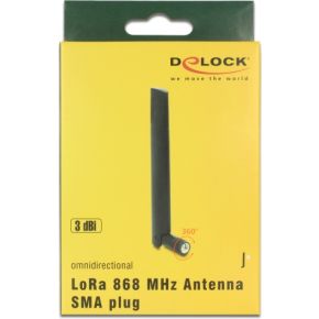 Delock 89769 LoRa 868 MHz Antenne SMA-stekker 3 dBi omnidirectioneel met kantelscharnier zwart