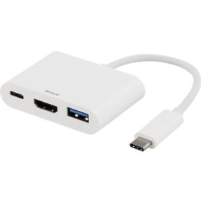 Deltaco Usbc Hdmi3 Hub Concentrator Usb 30 31 Gen 1 Type C Wit deltaco kopen in de aanbieding