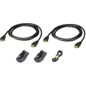 Aten 2L-7D02UHX5 toetsenbord-video-muis (kvm) kabel 1,8 m Zwart