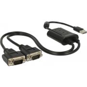 DeLOCK 63950 seriële kabel Zwart 0,6 m USB 2.0 Type-A 2 x RS-232 DB9