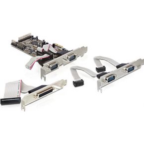 Delock 89177 PCI Express x1-kaart naar 4 x serieel, 1 x parallel