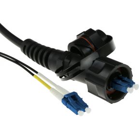 ACT 10 meter singlemode 9/125 OS2 duplex fiber patch kabel met LC en IP67 LC connectoren