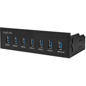 LogiLink USB HUB 3.0, 7-Port, 5,25\" intern + snellader poort