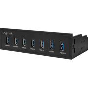 LogiLink USB HUB 3.0, 7-Port, 5,25\" intern + snellader poort