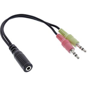 InLine 0.15m, 3.5mm/2x3.5mm audio kabel 0,15 m Zwart