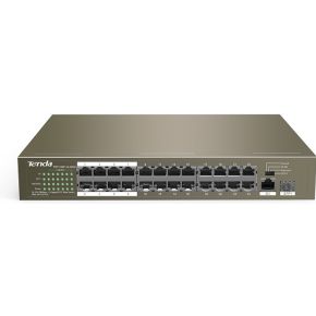 Tenda TEF1126P-24-250W netwerk-switch Unmanaged Fast Ethernet (10/100) Grijs Power over Ethernet (Po