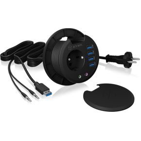 ICY BOX IB-HUB1430 USB 3.2 hub + audio + stopcontact desk mountable