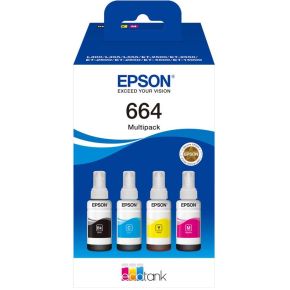 Epson 664 Multipack Zwart, Cyaan, Magenta en gele inktcartridge voor de Ecotank