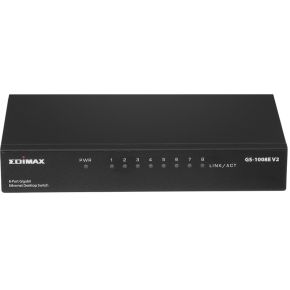 Edimax GS-1008E V2 netwerk- Unmanaged Gigabit Ethernet (10/100/1000) Zwart netwerk switch