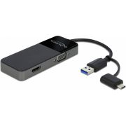 Delock 64085 USB 3.2 Gen 1-adapter naar 4K HDMI + VGA met splitterfunctie