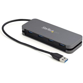 Startech StarTech.com HB30AM4AB interface hub USB 3.2 Gen 1 (3.1 Gen 1) Type-A 5000 Mbit/s Zwart, Grijs