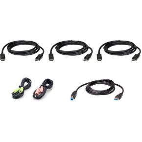 Aten 2L-7D02UDPX6 toetsenbord-video-muis (kvm) kabel Zwart 1,8 m