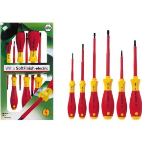 Wiha Softfinish Electric Sleufkop Pozidriv Schroevendraaierset 6 Delig wiha kopen in de aanbieding