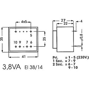Ingegoten Transformator 38Va 1 X 24V 1 X 058A huismerk kopen in de aanbieding