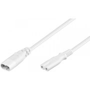 Verlengkabel  Netsnoer Euro male - Female C7 Figure 8 wit 20 cm