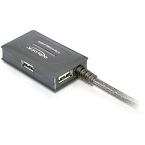 Delock 82748 USB 2.0-verlengkabel 10 m actief met 4-poorts hub