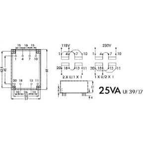 Transformator Laag Profiel 25Va 2 X 6V 2 X 2083A 2060250Mlp huismerk kopen in de aanbieding
