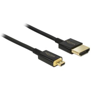 DeLock HDMI-A/HDMI Micro-D, 3 m HDMI kabel HDMI Type A (Standaard) HDMI Type D (Micro) Zwart