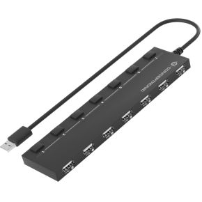 Conceptronic HUBBIES08BP interface hub USB 2.0 480 Mbit/s Zwart
