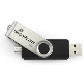 MediaRange MR931-2 USB flash drive 16 GB USB Type-A / Micro-USB 2.0 Zilver, Zwart
