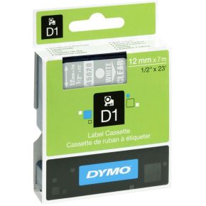 Dymo D1 Printlint 12 mm x 7 m wit op transparant 45020