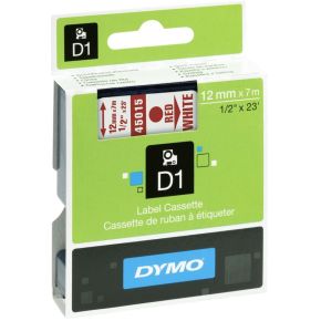 Dymo D1 Tape Casette 12 mm x 7 m rood op wit 45015